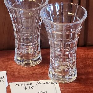 2 Mikasa Monarch Crystal Vases 4.75"